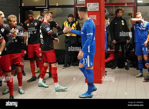 ROTTERDAM Lr Peer Koopmeiners Of Sbv Excelsior Sam Beukema Of AZ