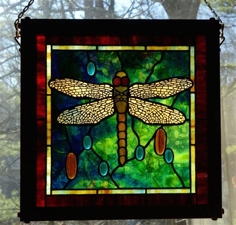 Dragonfly Stained Glass Panel By BespokeArtGlass On Etsy