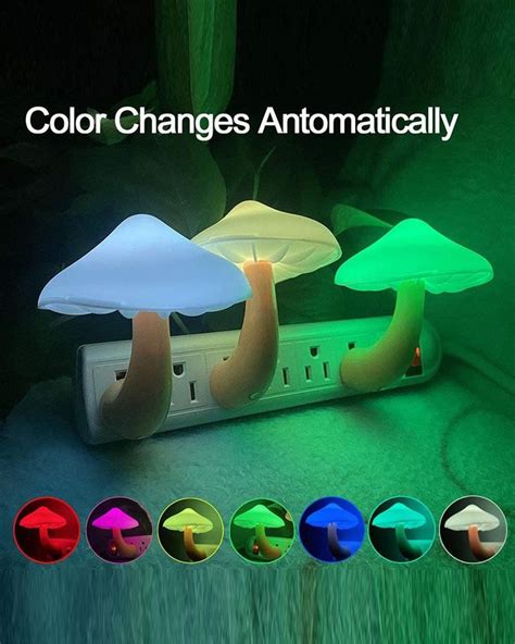 Plug In Led Mushroom Night Light Lamp With Dusk To Dawn Sensor Led Bed