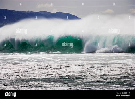 Big Surf At Sunset Beach North Shore Oahu Hawaii Stock Photo Alamy