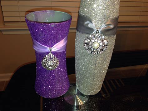 Elegant Wedding Vases With Glitter And Bow