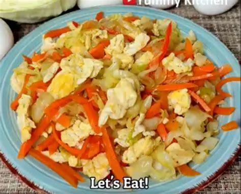 Stir Fry Cabbage And Egg Yummy Kitchen