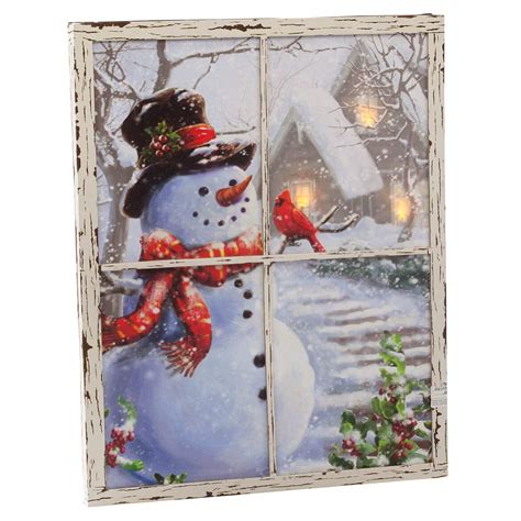 Amazon.com: HOLIDAY PEAK LED Lighted Snowman Window Canvas, Christmas ...