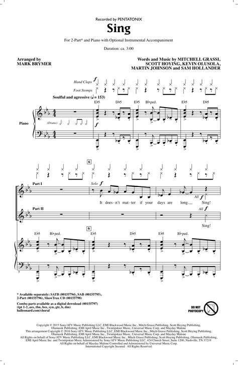 Sing Arr Mark Brymer By Pentatonix Sheet Music For 2 Part Choir At