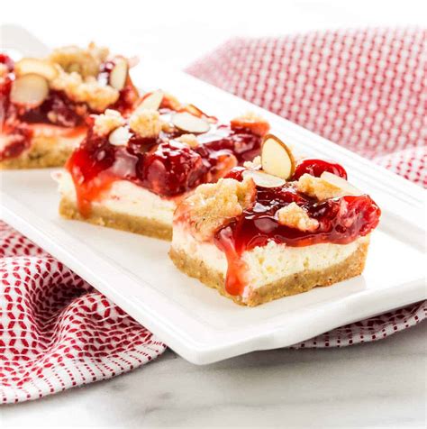 Cherry Almond Cream Cheese Bars - Garnish with Lemon