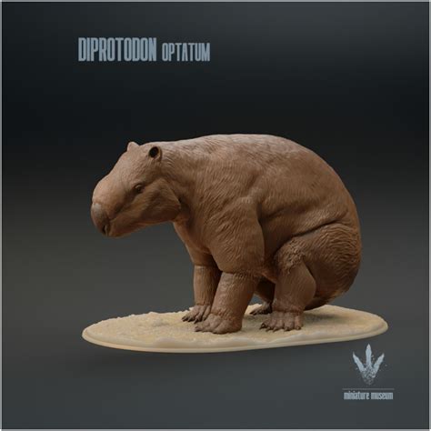 3D Printable Diprotodon Optatum Sitting By Miniature Museum