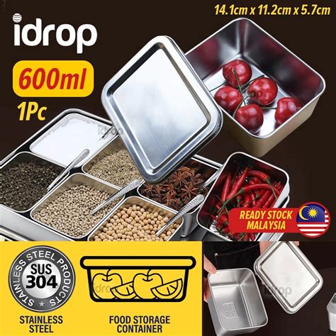 Idropmy 600ml Stainless Steel Food Sample Storage Box Container