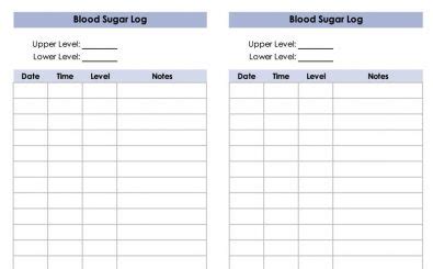 Blood Sugar Log | Excel Templates