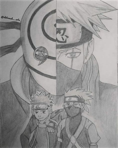 Kakashi and Obito | Anime sketch, Naruto sketch, Naruto drawings