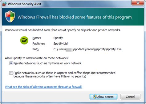 networking   change response  windows security alert