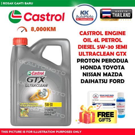 Genuine Castrol Synthetic Gtx Ultraclean W W Engine Oil Minyak