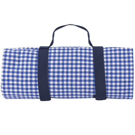 Waterproof Picnic Blanket Blue Gingham 140 X 140 Cm