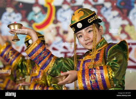 Performers In Traditional Mongolian Costumes Entertain Tourists