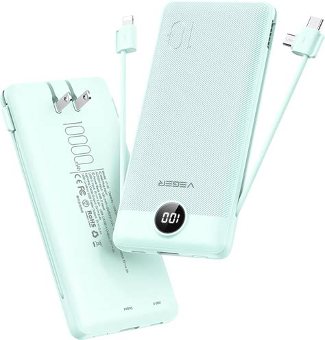 Amazon Veger Portable Charger For Iphone Built In Cables And Wall