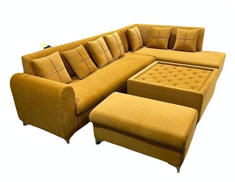 Wooden Rexin 7 Seater L Shape Sofa Set With Lounger At 32500 Set In