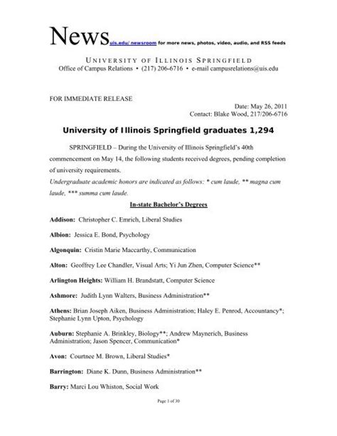 University Of Illinois Springfield Graduates 1294