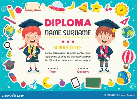 Certificado De Diploma Para Ni Os De Preescolar Y Primaria Ilustraci N