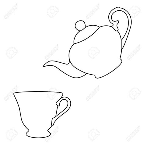 Contour D Illustration Vectorielle Dessin De Th I Re Et Tasse D Ic Ne