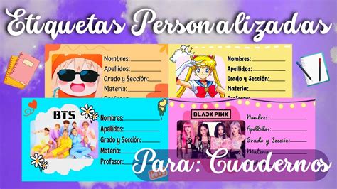 😻como Hacer Etiquetas Personalizadas Para Cuadernos😻 Descargables Youtube