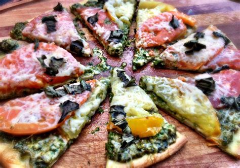 Heirloom Tomato And Pesto Pizza Dishing Up The Dirt Pesto Pizza