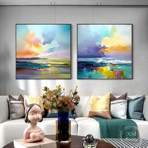 2 Pieces Original Sunrise Ocean Painting Coastal Wall Art on - Etsy