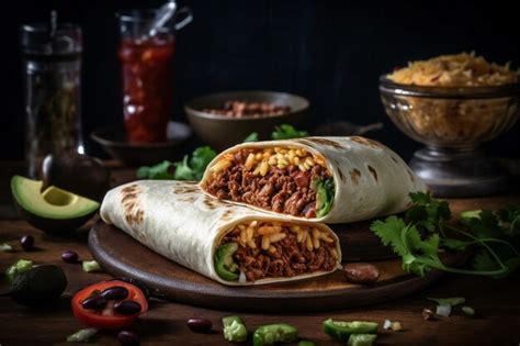 Premium AI Image | A delicious Mexican meat burritos