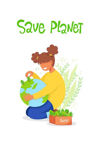 Save Our Planet Earth Ecology Environmental Protection Earth Day The Girl Holds The Planet On