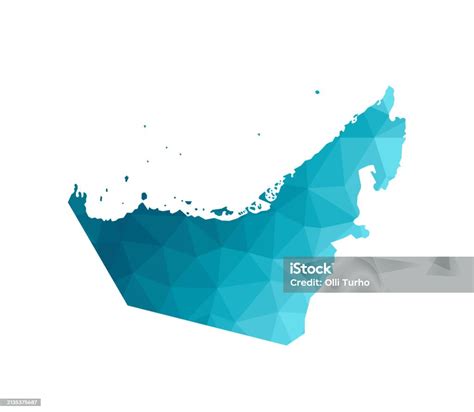 アラブ首長国連邦アラブ首長国連邦の地図の簡略化された青いシルエットのベクトル イラスト多角形の三角形のスタイル白い背景 アイコンのベクター