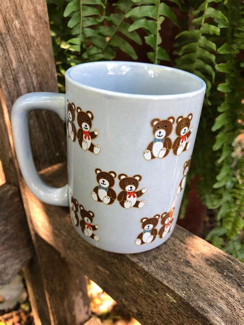 Otagiri Teddy Bear Mug Vintage Coffee Tea Cup Japan Light Blue With