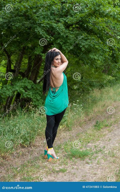 Beautiful Slim Brunette Girl On A Walk Stock Image Image Of People