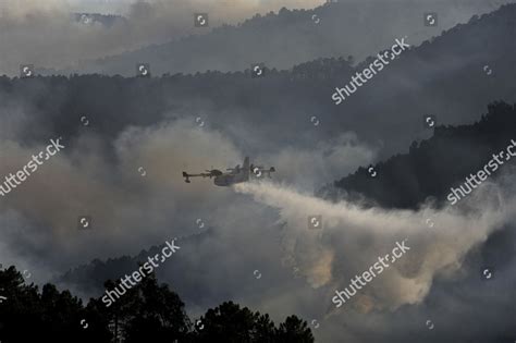 Firefighting Aircraft Releases Water Try Extinguish Editorial Stock ...