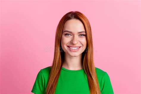 Portrait Of Lovely Girlish Good Mood Satisfied Girl With Redhead Hair