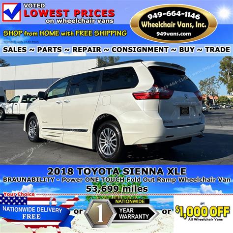 For Sale Used Toyota Sienna Braunability Power One Touch Fold