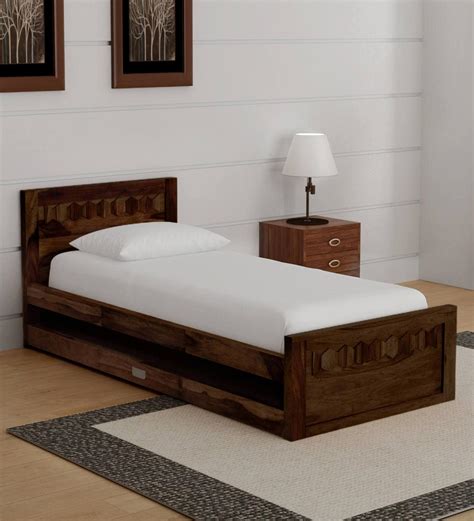 Buy Avilys Solid Wood Single Bed With Trundle In Provincial Teak Finish