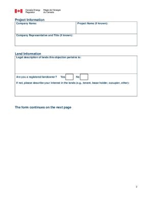 Fillable Online Objection To An Application For Right Of Entry