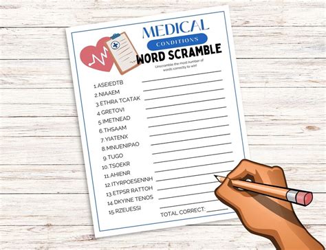 Medical Word Scramble Bundle PRINTABLE Medical Games Doctor Nurse Fun