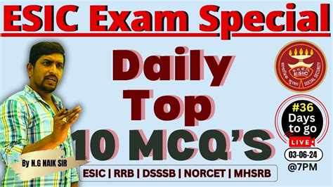 Live Esic Nursing Officers Exam Special Top Mcqs Days To