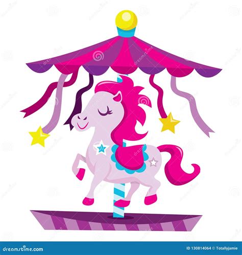 Carousel Cute Merry Go Round With Horses Design For Kids In Pastel