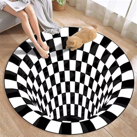 Tapis Rond Illusion Optique D Cm Wenomall