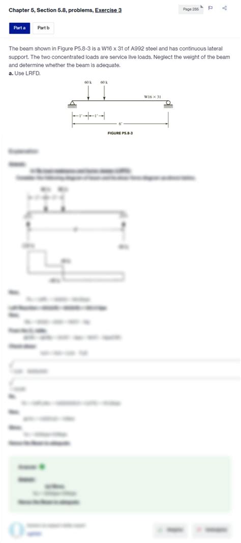 SOLUTION Solutions The Beam Shown In Figure P5 8 3 Is A W16 X 31 Of