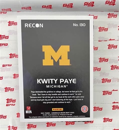 Panini Chronicles Recon Draft Picks Kwity Paye Rc Bears