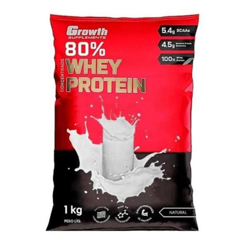 Whey Growth Concentrado 80 Protein Supplements 1kg Massa Muscular