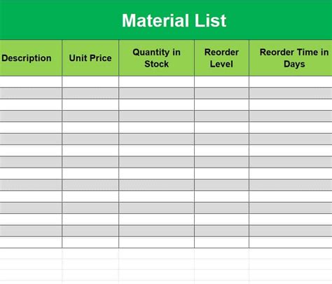 22 Simple Material List Templates WORD EXCEL PDF