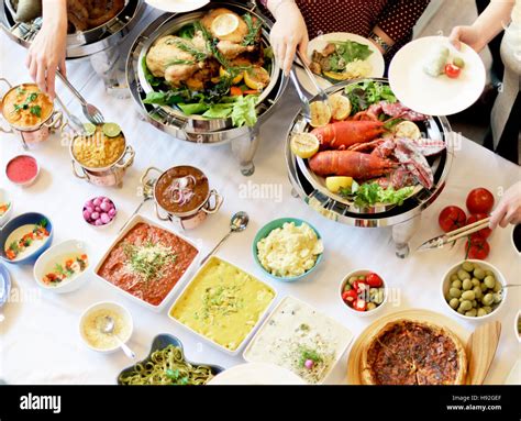 Buffet Dinner Dining Food Celebration Party Concept Stock Photo Alamy