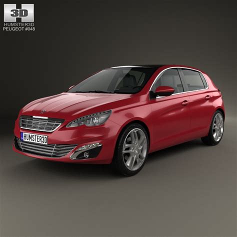 3d Model Red Peugeot 308 2014 Cgtrader