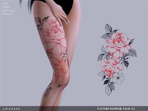 The Sims Resource Tattoo Flower Legs N2 Sims 4 Tattoos Sims 4 Sims 4 Mods