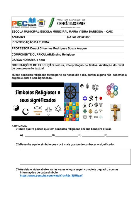 Texto Atividades Sobre S Mbolos Religiosos