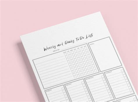 Weekly & Daily Checklist, Fillable PDF, Printable Checklist, Task Schedule, Daily, Weekly, to Do ...