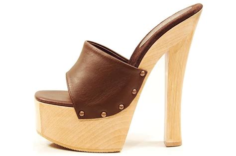 Soca Shoes Candy Brown High Heel Wood Platform Slip On Mules Sandals Clogs Brown High Heels