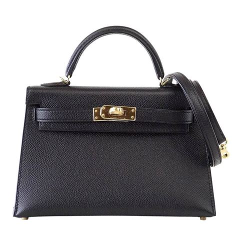 Hermes Kelly 20 Mini Kelly II Limited Edition Black Epsom Gold Hardware